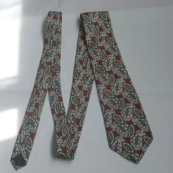 Vintage Meeting Street Multicolor Paisley Print Silk Necktie Men's Tie - Picture 5 of 6